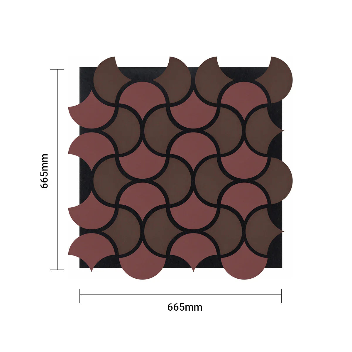 Ener-J Wave Arc Design Acoustic Wall Panel - Soundproof PET + MDF Size: 665 x 665 x17 mm (Pack of 4)