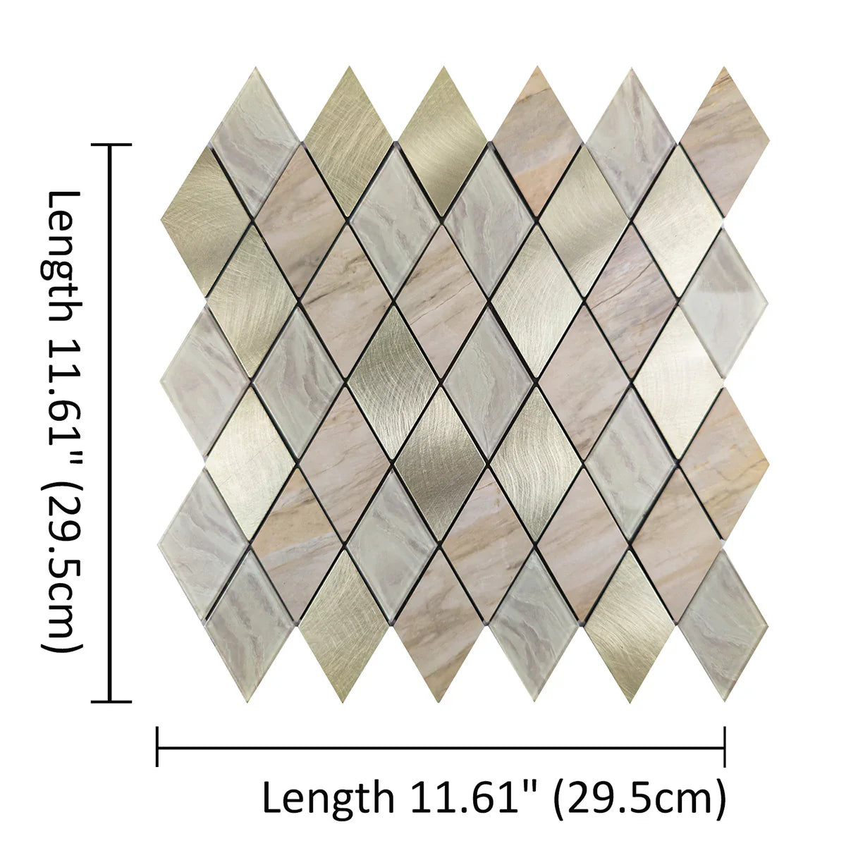Ener-J Rose Gold Slate Diamond Pattern Peel & Stick Aluminum Tile, Size:295 x 295 x 4.5 mm (Pack of 4)