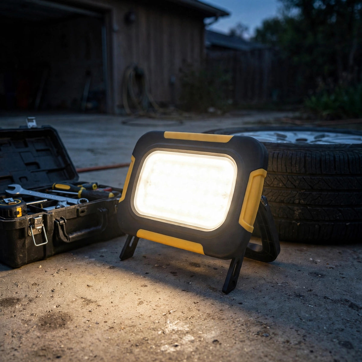 10W worklight - garage at dusk lifestyle