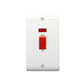 45A double pole switch with neon, double plate, white – EXV329