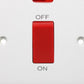 Close-up of the 45A double pole switch with neon