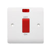 45A double pole switch with neon, single plate, white – EXV327