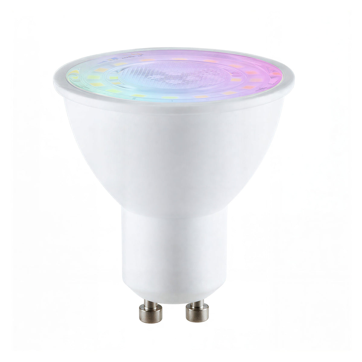 GU10 Smart Bulb, RGB plus CCT, WiFi and Bluetooth, 4.8W — front studio view on white background