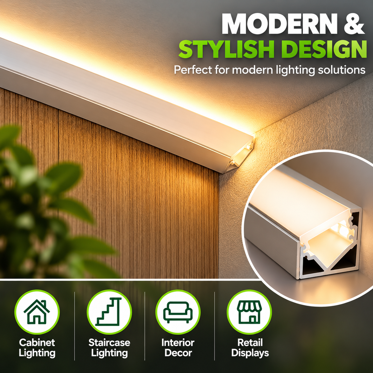 2m 45° Angled Corner LED Aluminium Profile – 18×18mm, Silver