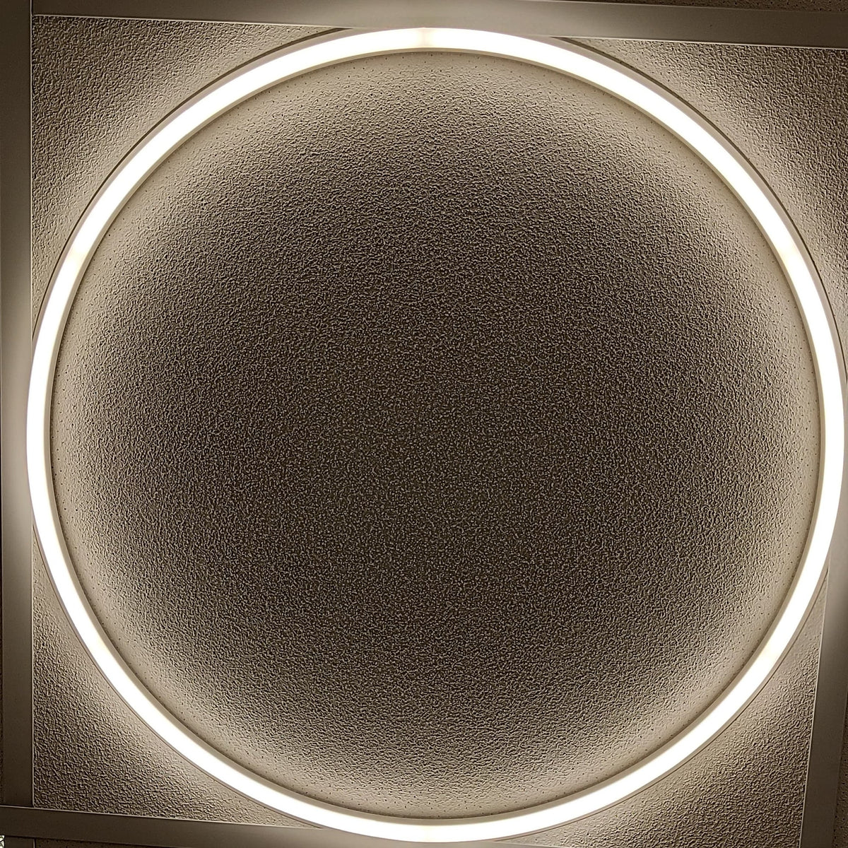 Round Halo LED Linear Frame Light — lit ring in a ceiling grid