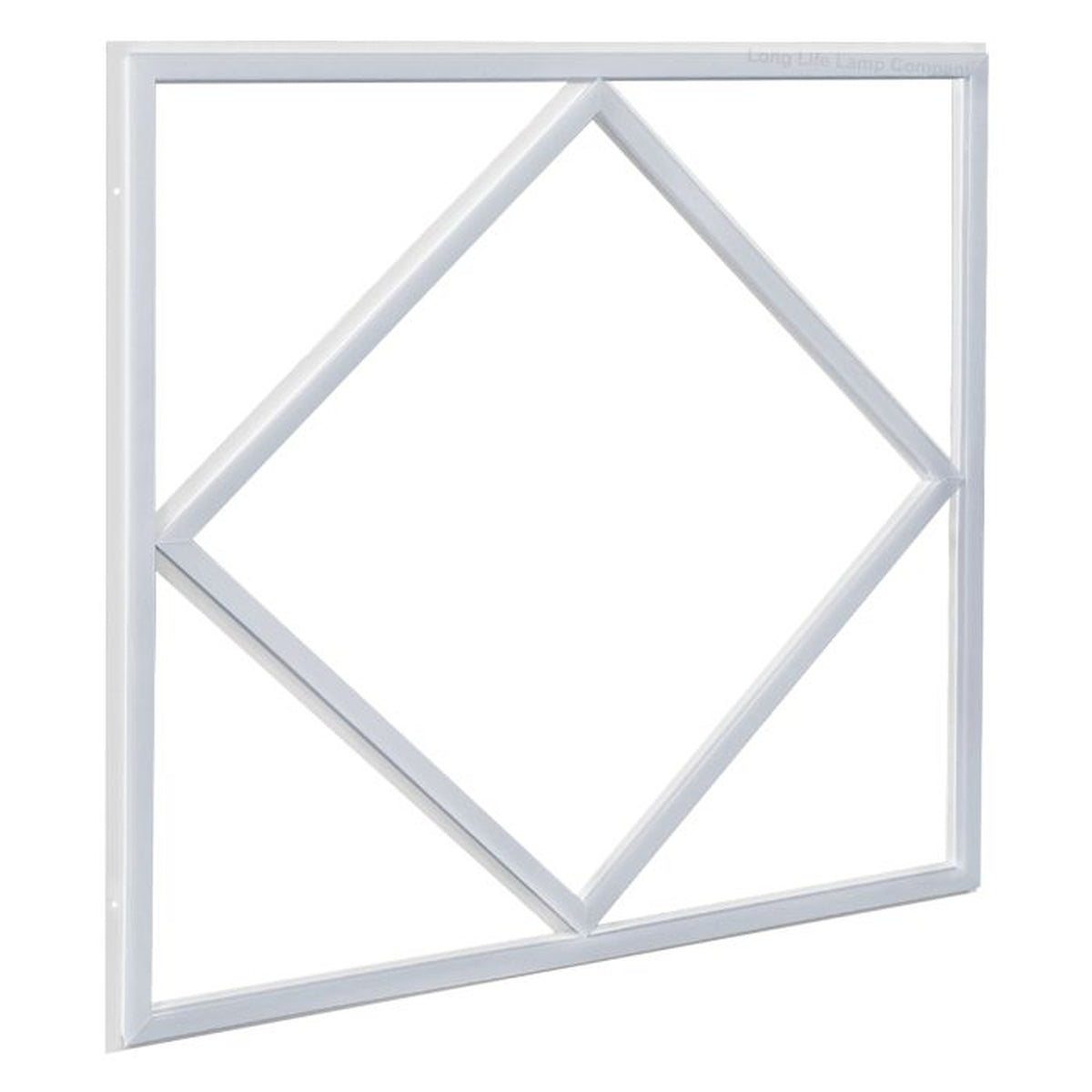 LED Diamond Linear Frame Light, unlit white diamond frame on white background