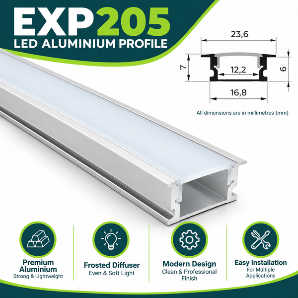 2m Recessed LED Aluminium Profile – 23.6×7mm, Silver secondary image