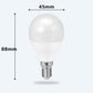 Golf Ball LED Bulb dimensions: 45mm wide, 88mm long