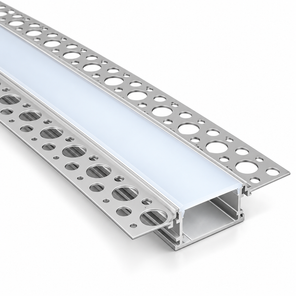 2m Extra Wide Plaster Over LED Aluminium Profile – 76×15mm, Trimless