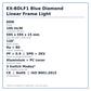 EX-BDLF1 features infographic: 60W, 100 lumens per watt, 595 by 595 by 15 millimetres, aluminium frame, 120 degree beam, Ra over 80