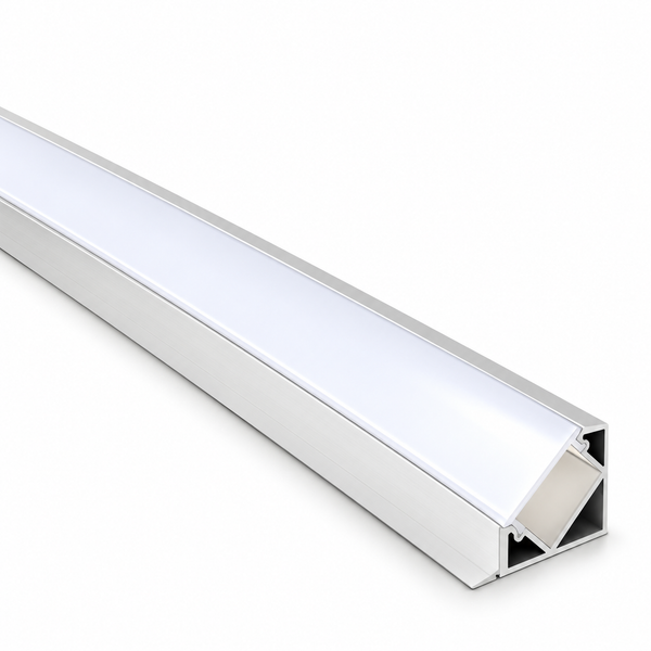 2m 45° Angled Corner LED Aluminium Profile – 18×18mm, Silver