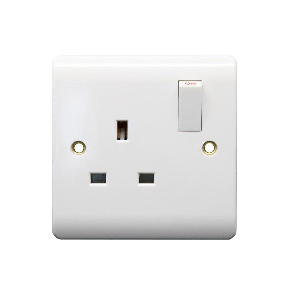 13A 1 gang double pole switched socket, white – EXV4020L