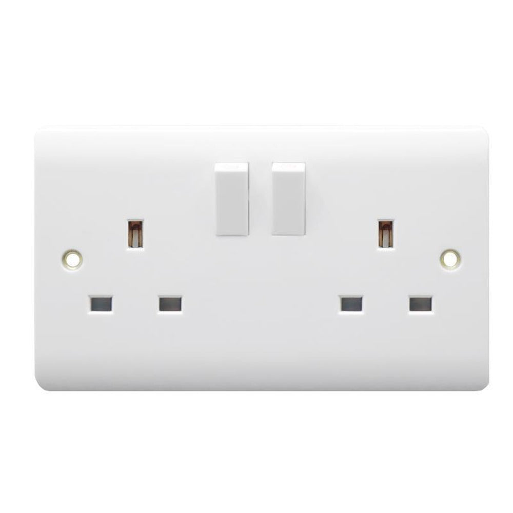 13A 2 gang double pole switched socket, white – EXV4040L