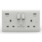 13A 2 gang switched socket with USB-A and USB-C, white – EXV4118-N