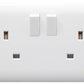 Close-up of the 13A 2 gang double pole switched socket