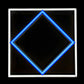 EX-BDLF1 Blue Diamond Linear Frame Light switched on, blue diamond glowing against a dark background