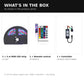 Box contents: 5m RGB LED strip on reel, remote control and controller