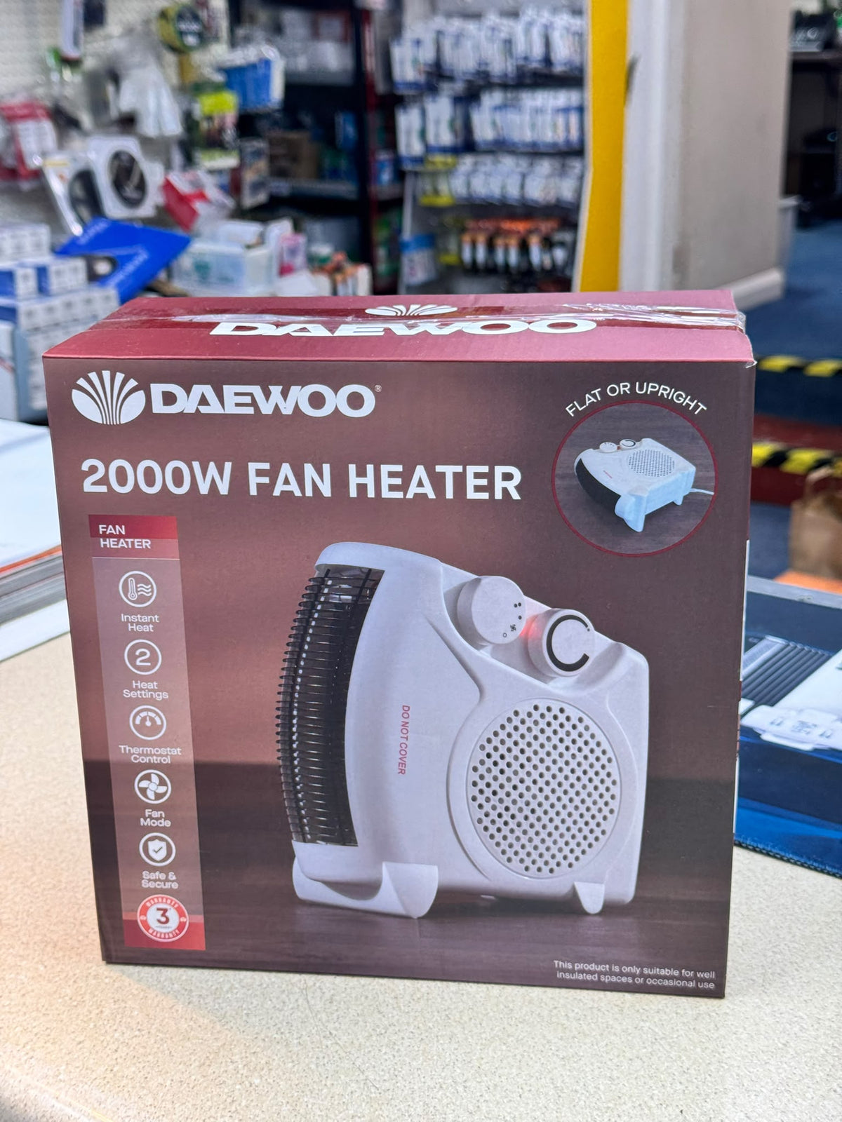 Daewoo 2000W fan heater - original retail box front