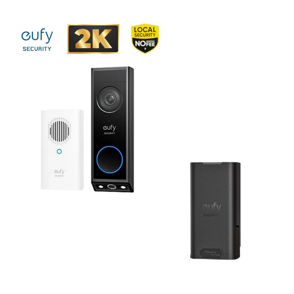 Eufy E340 2K Video Doorbell With Chime Addon Quick Release Battery Pack *BUNDLE*