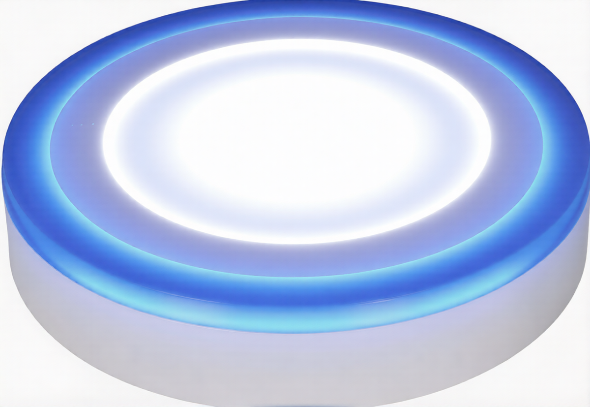 18+6W blue edge panel - front view, lit
