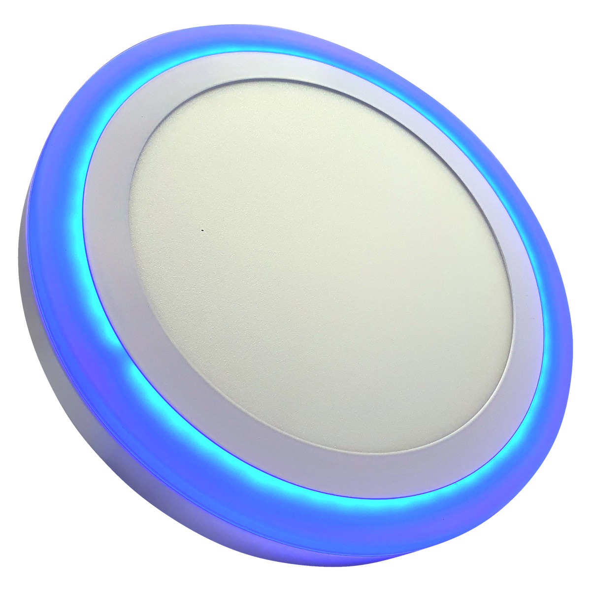 18+6W blue edge panel - blue ring glow, front