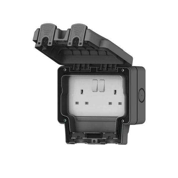IP66 Weatherproof Socket – 13A 2 Gang Switched Outdoor Socket
