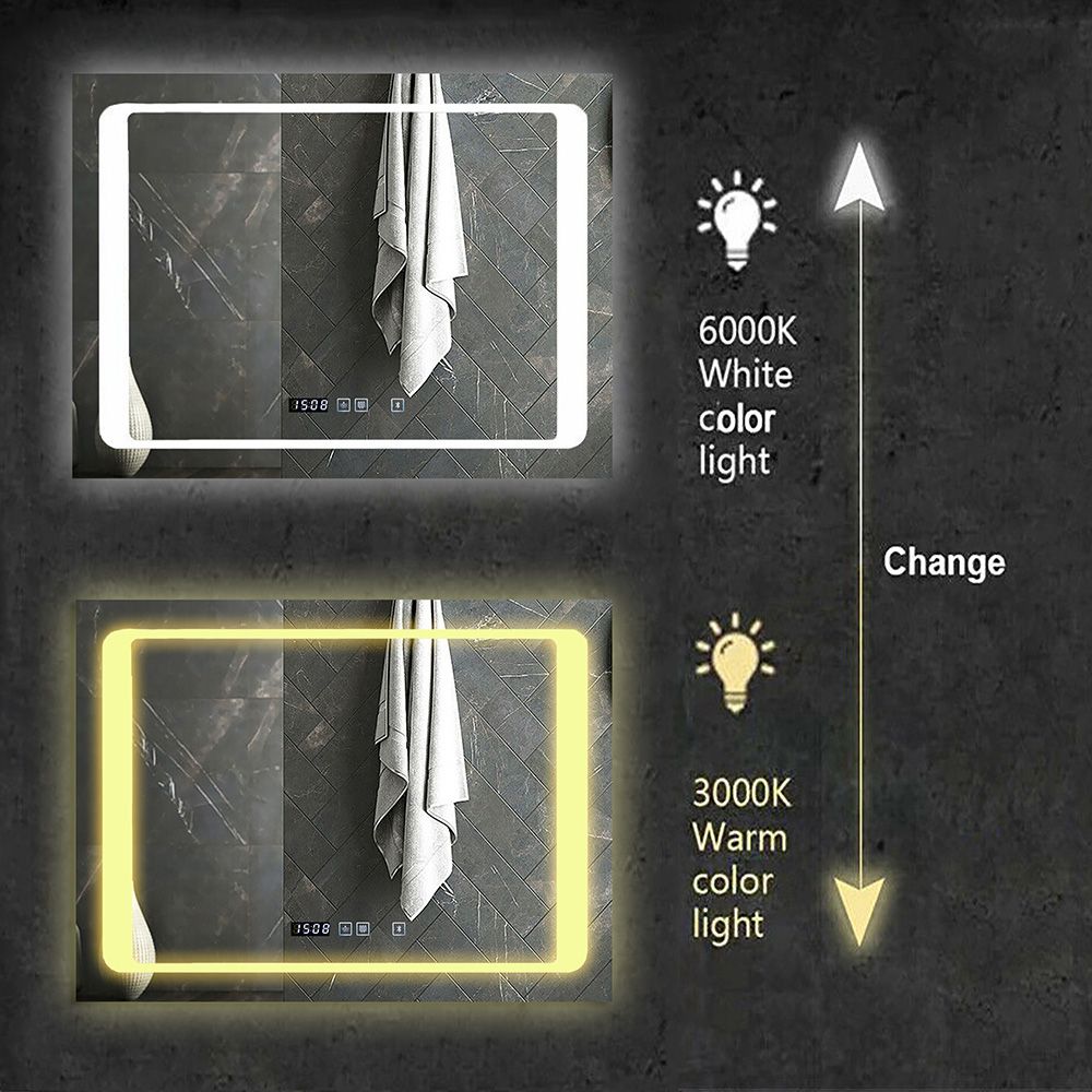 Ener-J LED Mirror 800mm x 600mm with Bluetooth Speaker, CCT Changing & Touch Sensor