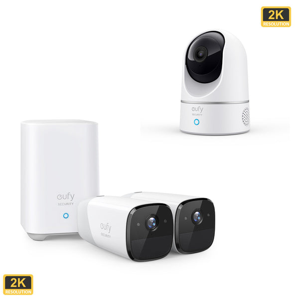 Eufy EufyCam 2 Pro - 2 Cam Kit with HomeBase 2 & Indoor Cam 2K Pan and Tilt *Bundle*