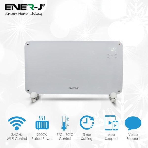 Ener-J WiFi Smart Heater 2000W White Tempered Glass