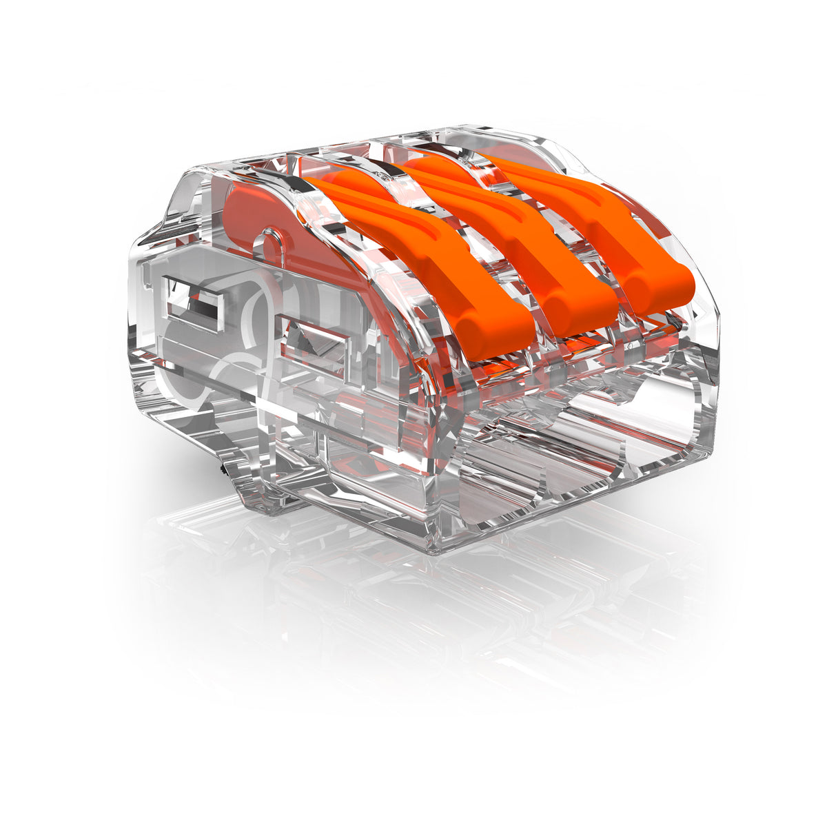Lever Wire Connector 3way - 32A Clear + Orange