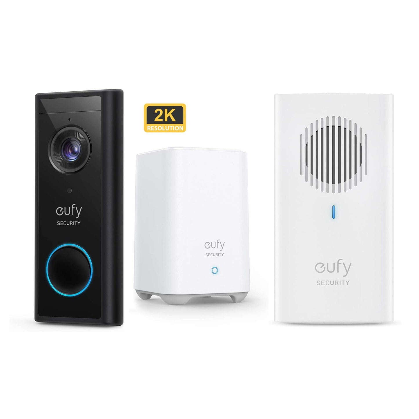 Eufy Video Doorbell 2K (Battery-Powered) with HomeBase 2 & Add on Doorbell Chime *Bundle*