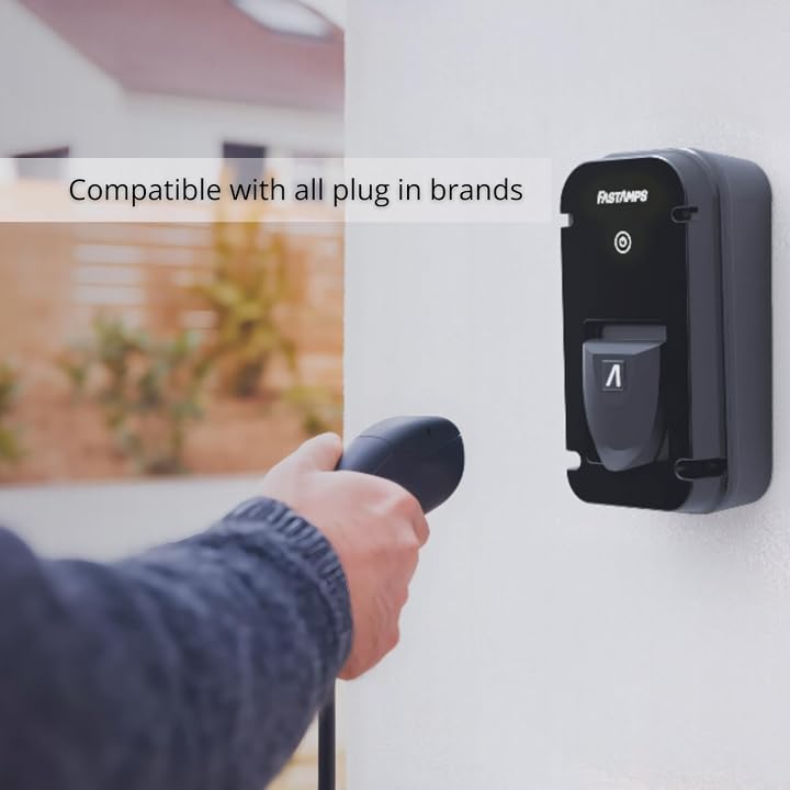EV Charger |Untethered |Type 2 | 7.4kW | Wall Mount Outdoor Socket | Alpha7 Electric Vehicle Charger | With Mobile App & Smart Features | Solar Charging, WiFi & Bluetooth |Weatherproof | UK Made