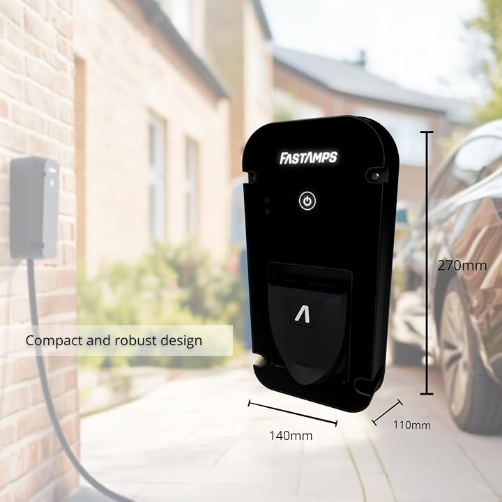 EV Charger |Untethered |Type 2 | 7.4kW | Wall Mount Outdoor Socket | Alpha7 Electric Vehicle Charger | With Mobile App & Smart Features | Solar Charging, WiFi & Bluetooth |Weatherproof | UK Made