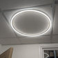 Round Halo LED Linear Frame Light in use, lit in a real office ceiling