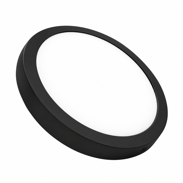 Round LED Ceiling Panel Light – Surface Mounted, Ultra-Slim Flush Mount, IP20 Indoor, Black