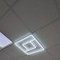 Greek Key linear frame light in use, fitted in a ceiling and switched on