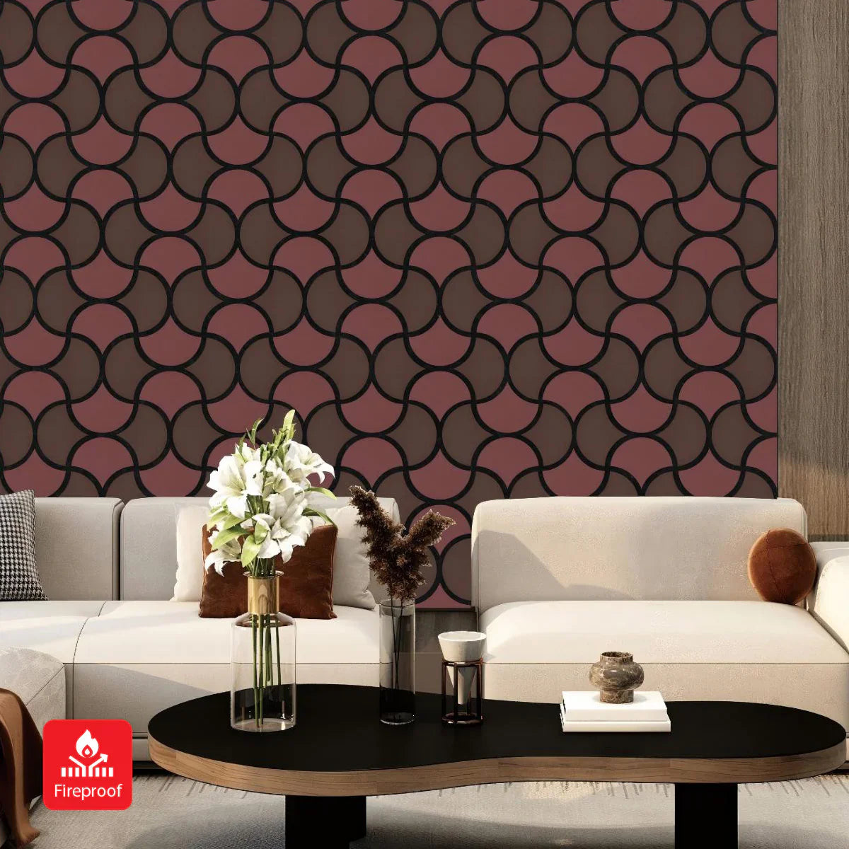 Ener-J Wave Arc Design Acoustic Wall Panel - Soundproof PET + MDF Size: 665 x 665 x17 mm (Pack of 4)