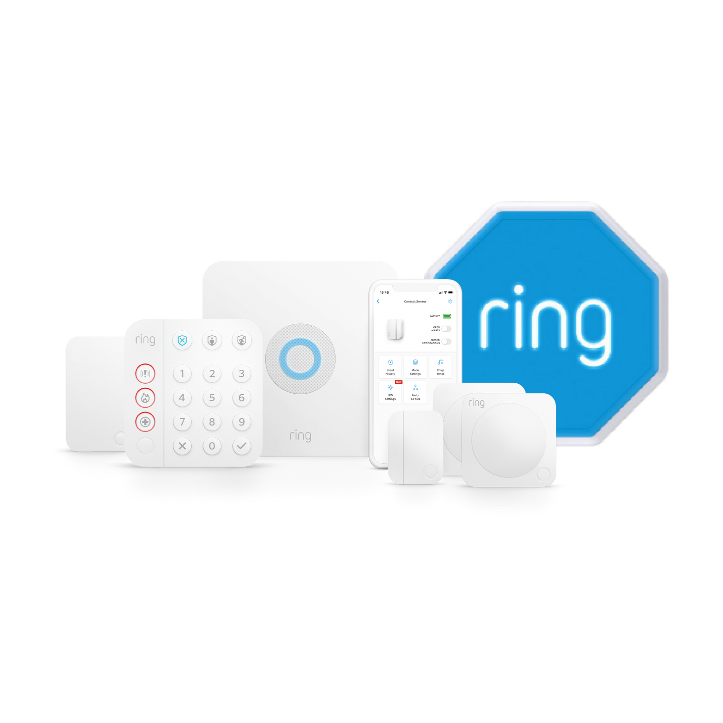 Ring 7 Piece Alarm Security Kit (5Piece + 1x Motion + 1x Outdoor Siren)