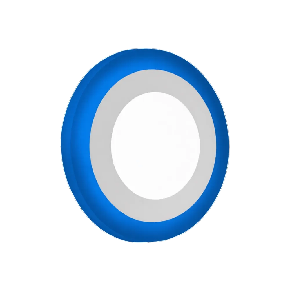 Round Edge Recessed LED Panel - blue edge glow, white centre
