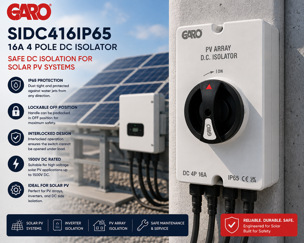GARO SIDC416IP65 16A 4 Pole 1500V DC Solar Isolator | IP65 secondary image