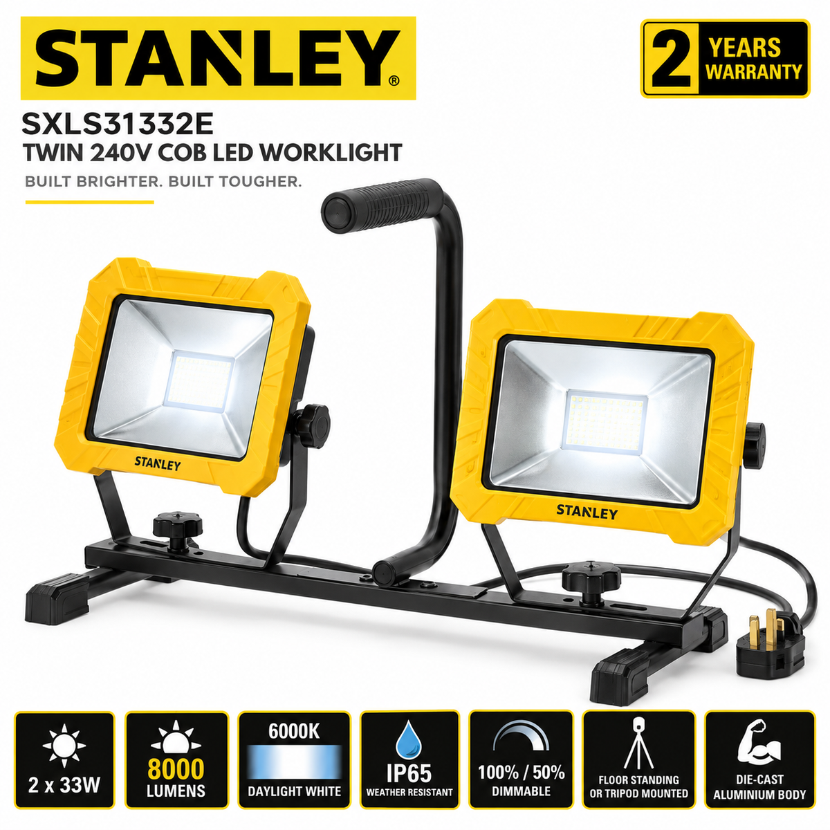 STANLEY SXLS31332E Twin 240V LED Worklight 2 x 33W