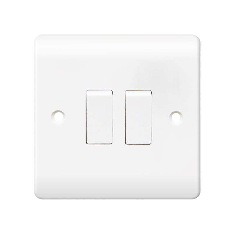 ecolux EXV303 white 2 gang 1 way plate switch