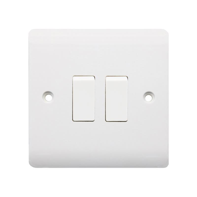 ecolux EXV304 white 2 gang 2 way plate switch