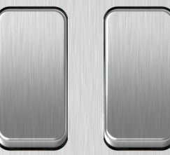 Close-up of brushed steel 2 gang switch rockers