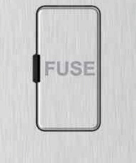 Close-up of brushed steel unswitched FCU fuse holder