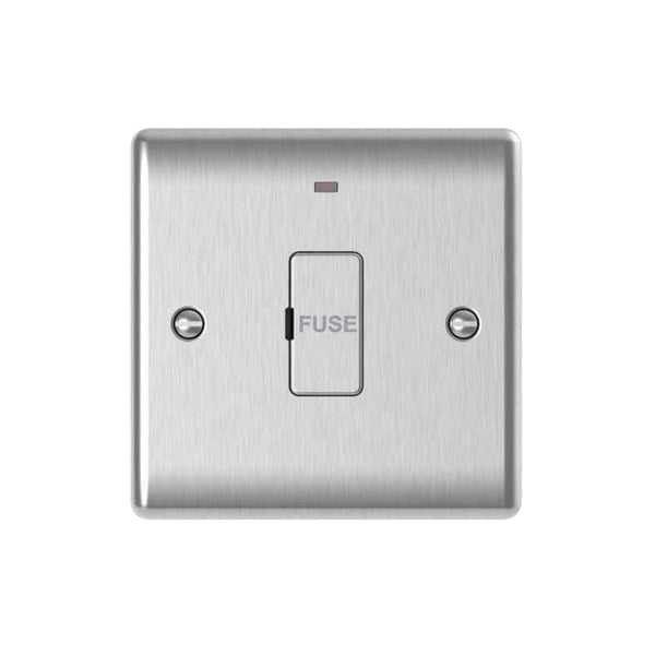 Brushed Steel 13A Fused Connection Units – Unswitched, Switched & Flex Outlet