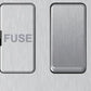 Close-up of brushed steel switched FCU fuse holder and rocker
