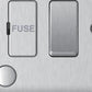 Close-up of brushed steel switched FCU with flex outlet