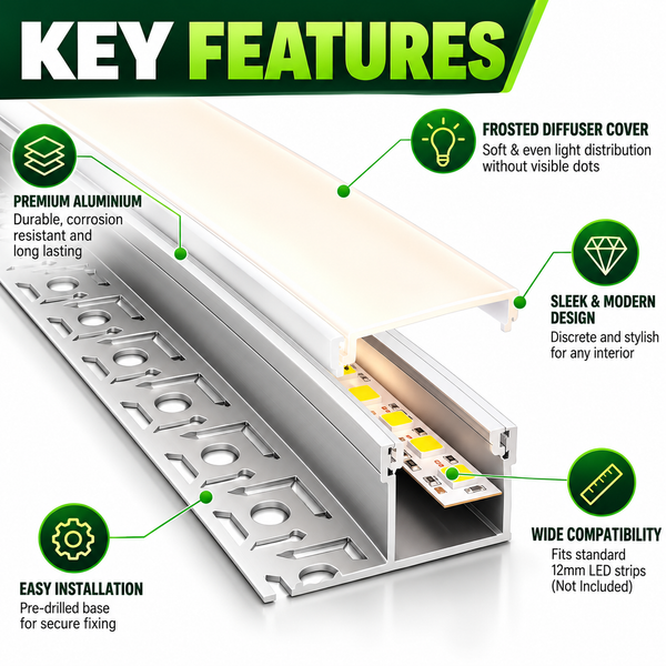2m Tile In LED Aluminium Profile – 31.2x13.2mm secondary image