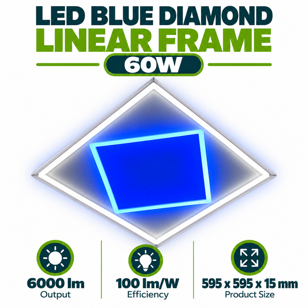 LED Diamond Linear Frame Light – 60W, 6000LM, 595×595mm